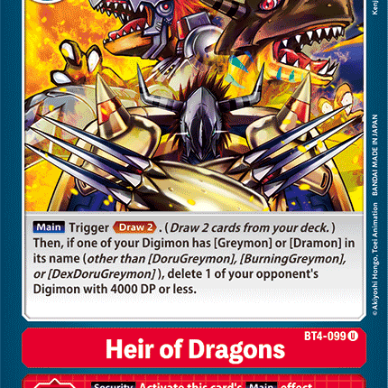 Heir of Dragons [BT4-099] [Great Legend]