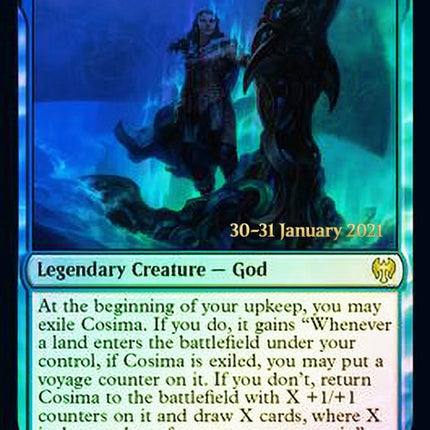 Cosima, God of the Voyage // The Omenkeel [Kaldheim Promos] Prerelease Foil