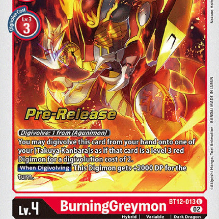 BurningGreymon [BT12-013] [Across Time Pre-Release Cards]