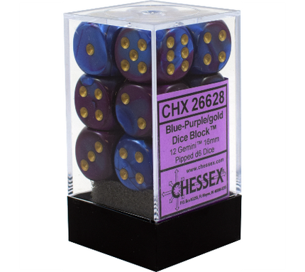 Gemini Chessex dice blue purple gold