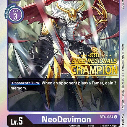 NeoDevimon [BT4-084] (2022 Championship Online Regional) (Online Champion) [Great Legend Promos]