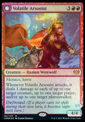 Volatile Arsonist // Dire-Strain Anarchist [Innistrad: Crimson Vow Promos] Prerelease Foil