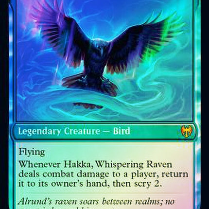 Alrund, God of the Cosmos // Hakka, Whispering Raven [Kaldheim Promos] Prerelease Foil