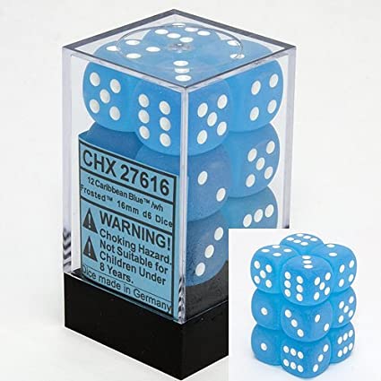 Frosted Caribbean Blue D6 Set of 12