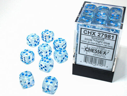 light blue clear dice